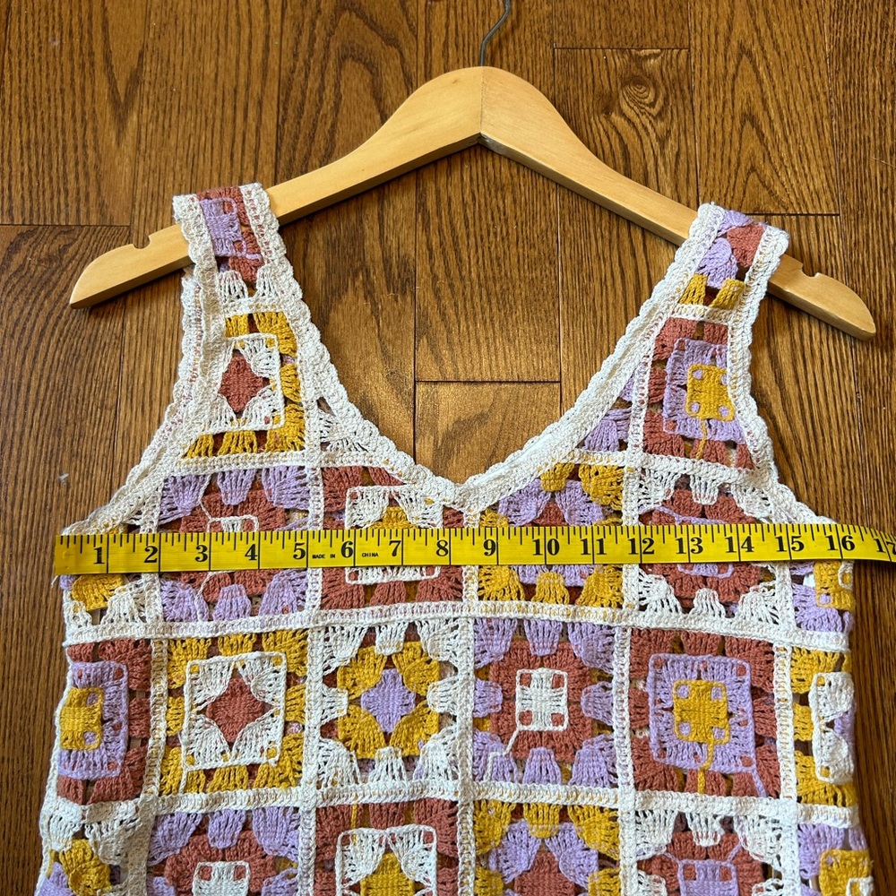 Bohemian Festival Granny Square Patchwork Indie Crochet Colourful Crop Top Small - Picture 5 of 7
